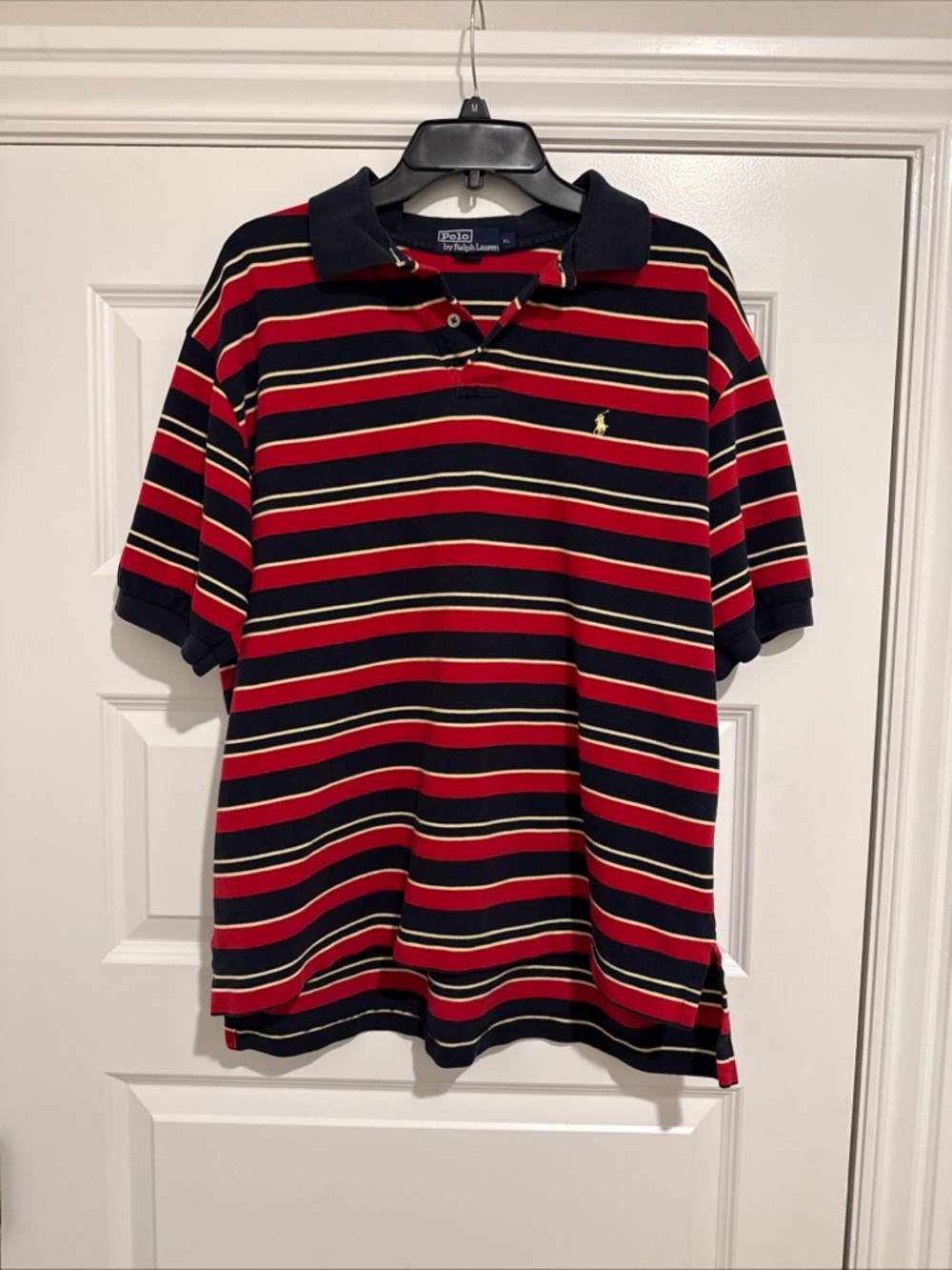 Polo by Ralph Lauren Red, Navy & Cream Striped Polo